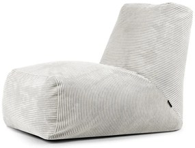 Fotoliu bean bag crem cu tapițerie din catifea reiată Tube – SLOWDOWN