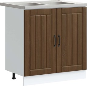 vidaXL Dulap baza chiuvetă Lucca 2 pcs Stejar închis Lemn compozit