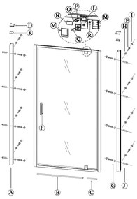 Usa dus batanta sticla 80x190 cm cu cadru metalic Sanswiss, Ocelia 800x1900 mm