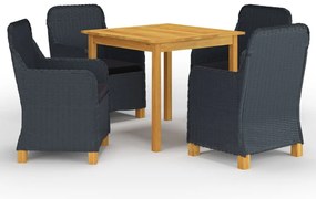 vidaXL Set mobilier de grădină, 5 piese, gri închis