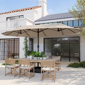 Outsunny Umbrele de Gradina Dubla 460x270cm cu Manivela si Baza Transversala | Aosom Romania