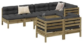 3299352 vidaXL Set canapea de grădină cu perne, 8 piese, lemn de pin tratat