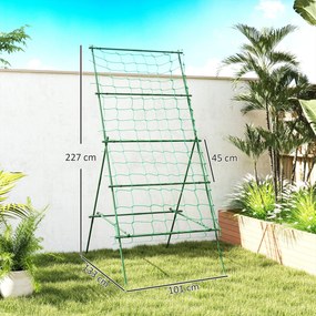 Outsunny Suport Metalic de Grădină în Forma de A cu Plasă de Susținere, 101x133x227 cm, Verde | Aosom Romania