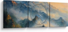 Tablou - Peisaj montan pictat (cu ceas) (90x30 cm)