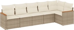 vidaXL Set canapele de grădină cu perne, 6 piese, bej, poliratan