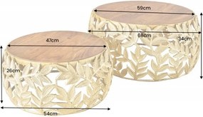 Set de 2 masute design unicat realizate manual Abstract Leaf auriu