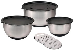 Salatiere multifunctionale KESPER 90899, 3 razatoare, Baza antiderapanta, Inox