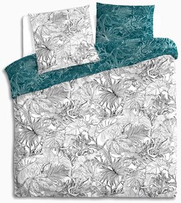 Set de lenjerie de pat din bumbac față-verso într-un model frumos cu plante, dimensiune 240 cm x 220 cm