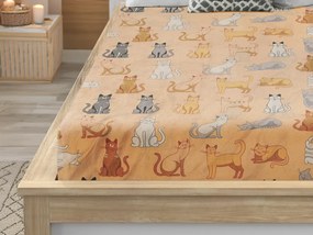 Cearsaf Cocolino microplus cu elastic COLORED CATS 200x200 cm crem
