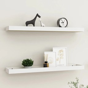330235 vidaXL Rafturi de perete Loggia, 2 buc., alb și stejar, 80x15x4 cm MDF