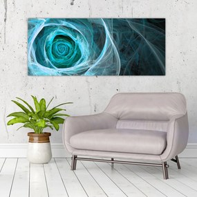 Tablou - Abstract trandafir albastru cu fundal negru (120x50 cm)