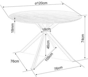Masă de bucătărie Aster 120 cm, nuc / negru