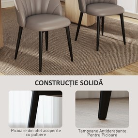 HOMCOM Set 2 Scaune din Piele Ecologică cu Picioare din Oțel și Spătar, 52x54x79 cm, Maro | Aosom Romania