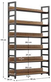 Raft, stejar inchis negru, JANEL TYP 2