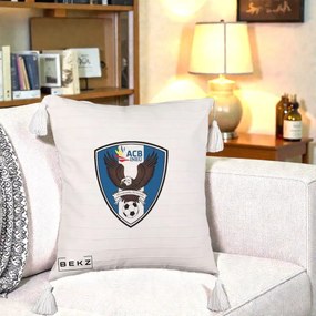 Perna Personalizata ACB Ineu Fotbal, 40x40 cm, Bej cu Franjuri, Husa Detasabila, Perna Inclusa, BEKZ®