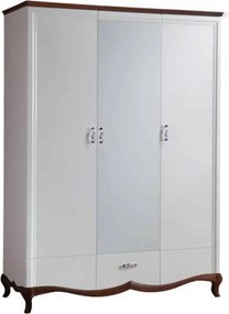 Dulap lemn masiv nuc Milan 3 Uși cu Oglindă Alb-, 164,2 × 62,5 × 209,5 cm