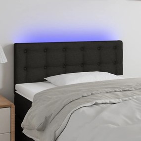 3122038 vidaXL Tăblie de pat cu LED, negru, 100x5x78/88 cm, textil