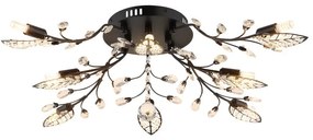 Plafoniera metal negru mat, cristale acrilice JANIS