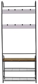 Raft pentru pantofi, lemn rustic şi metal negru / MDF, KELAM