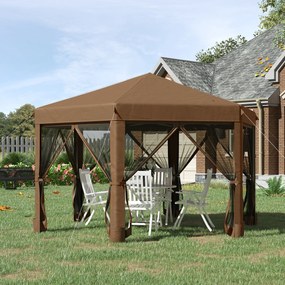 Outsunny Foisor de Gradina pliabil cu Plasa de tantari 3.6x3.6x2.6m Maro