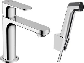 Baterie lavoar Hansgrohe Rebris S 110 EcoSmart cu dus igiena intima crom lucios
