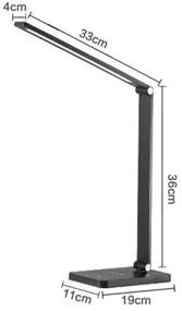 Lampă LED de birou cu încărcare wireless LED/10W/230V negru