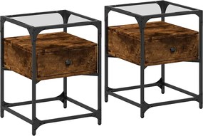 vidaXL Noptiere, 2 buc., stejar fumuriu, 40x40x55 cm, lemn compozit