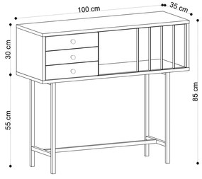 Măsuță consolă Binavo (stejar + negru) . 1094810