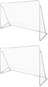 vidaXL Porți de fotbal cu plasă, 2 buc, 240 x 90 x 150 cm, oțel