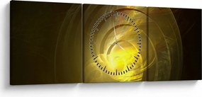 Tabloul cu spirala abstractă în galben (cu ceas) (90x30 cm)