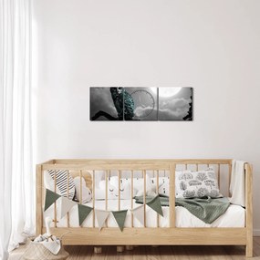 Tablou - Bufniță de noapte, albastru (cu ceas) (90x30 cm)