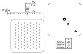 Palarie dus Ideal Standard IdealRain Luxe M1 patrata 400x400 mm