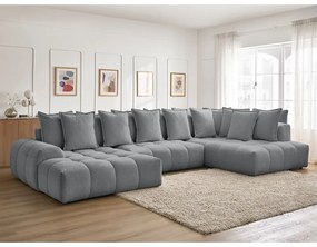 Colțar gri închis extensibil/cu spațiu de depozitare cu tapițerie din chenille (cu colț pe partea dreaptă/în formă de "U") Everest – Bobochic Paris