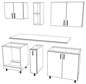 Set haaus V7, Stejar Sonoma Inchis/Alb, Blat Thermo 28 mm, L 160 cm