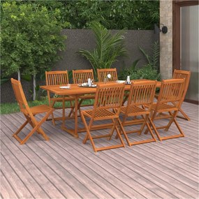 3086988 vidaXL Set mobilier de grădină 9 piese 220x90x75 cm, lemn masiv acacia