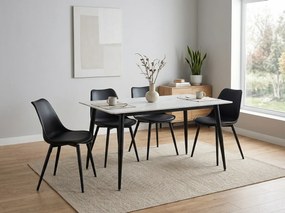 Masa de dining RION 130x70 cm cu blat ceramic, marmura alba