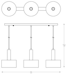 Lustra cu 3 Pendule metalice design minimalist LEO