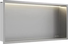 Raft incastrat dreptunghiular Balneo Wall-Box One LED cu rama 60x30x10 cm inox