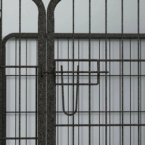 PawHut Gard Metalic Pliabil pentru Câini Interior/Exterior Ușă Zăvor Tăruși, 82x82x60cm, Gri | Aosom Romania