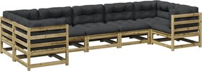 vidaXL Set canapele grădină cu perne, 7 piese, lemn de pin tratat