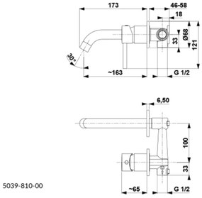 Baterie de lavoar pentru instalare ascunsă KFA Armatura 5039-810-00 MOZA crom lucios
