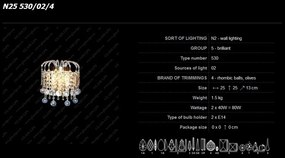 Aplica de perete Lux cristal Bohemia N25 530/02/4