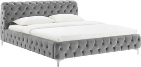 Pat elegant tapitat cu catifea gri MODERN BAROCK 160x200cm A-46161 VC