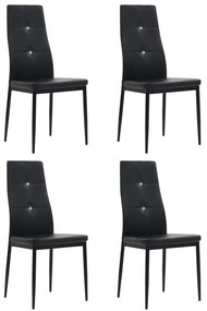 vidaXL Scaune de sufragerie, 4 buc., negru, piele ecologică