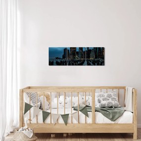 Tablou - Privire spre Zgârâie nori din New York (cu ceas) (90x30 cm)