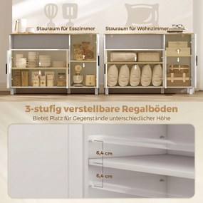 HOMCOM Dulap de Bucătărie cu Uși Amortizate, Compartiment Deschis și 2 Dulapuri Alb | Aosom Romania