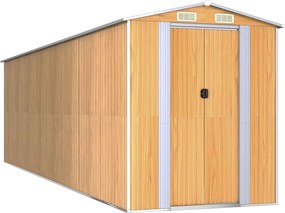 vidaXL Șopron de grădină, maro deschis, 192x689x223 cm, oțel zincat