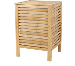 Coș de rufe din bambus cu capac și sac detașabil LUND, 60 L