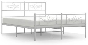 355332 vidaXL Cadru de pat metalic cu tăblie, alb, 120x200 cm