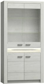 Vitrina INFINITY I-03, frasin alb, PAL melaminat/sticla, 96x42x192 cm